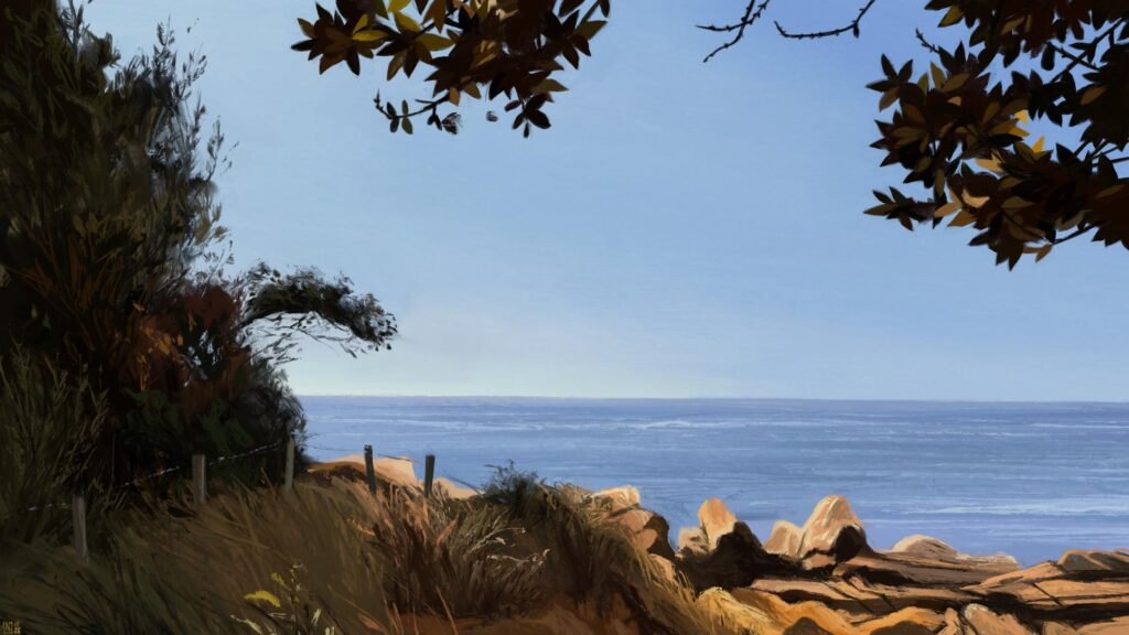 Coastal Seascape Cliff View Digital Art 4K Desktop Wallpaper