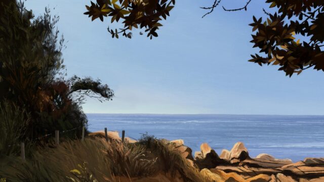 Coastal Seascape Cliff View Digital Art 4K Desktop Wallpaper