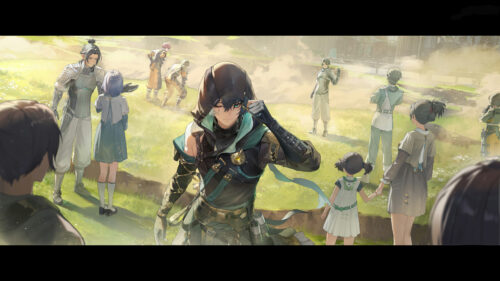 Anime Warrior in a Serene Meadow Wuthering Waves 4K Desktop Wallpaper