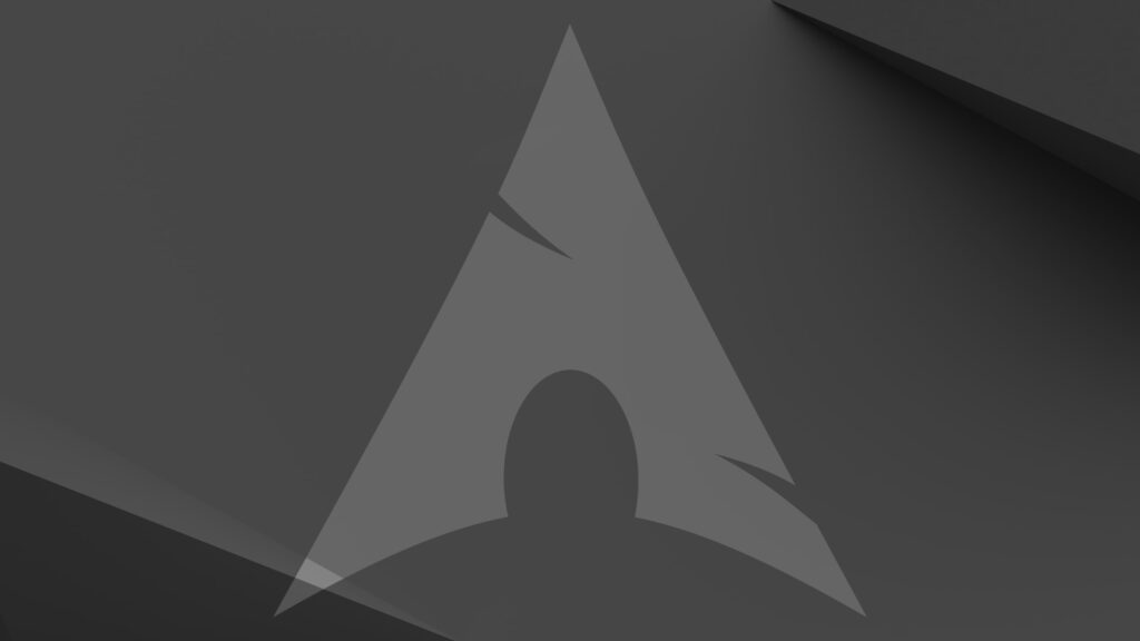 Minimalist Dark Grey Arch Linux Logo Aesthetic Desktop Wallpaper