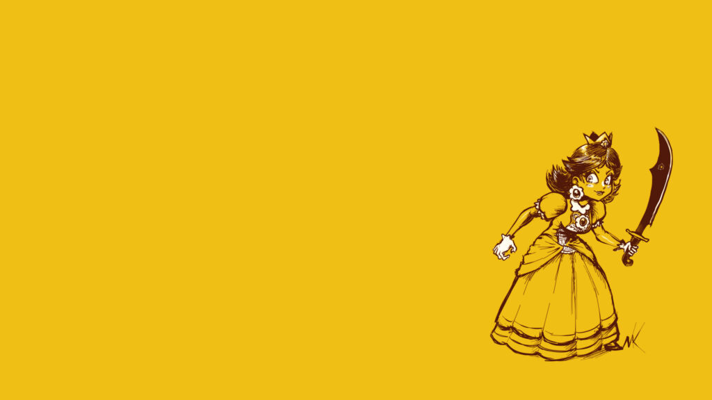 Princess Daisy Warrior Minimalist Yellow Art PC Wallpaper