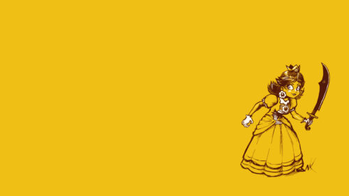Princess Daisy Warrior Minimalist Yellow Art PC Wallpaper