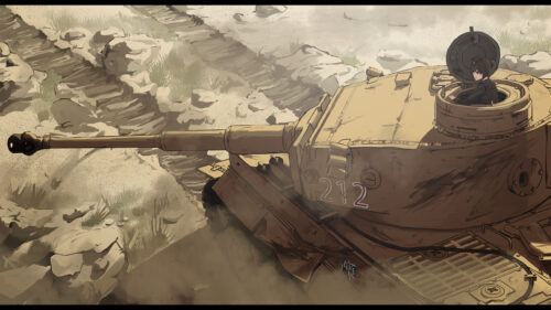 Maho Nishizumi in Tiger I Tank Girls und Panzer Desktop Wallpaper