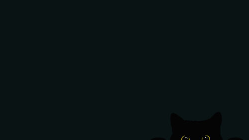 Minimalist Black Cat with Glowing Eyes Dark Artistic 4K Desktop Wallpaper