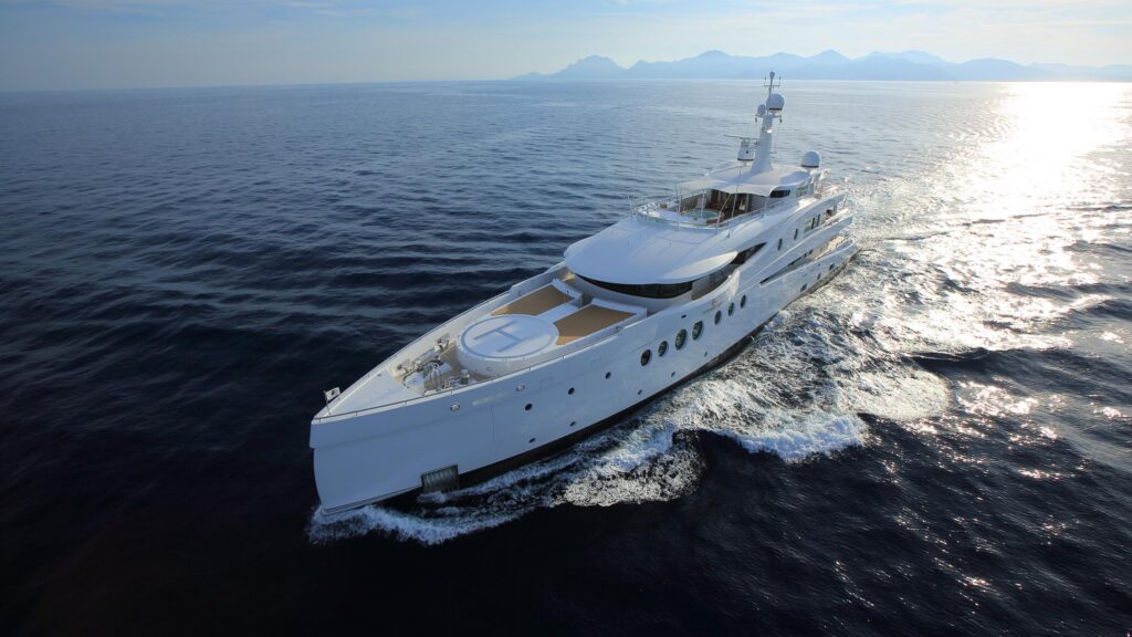 Stunning Luxury Superyacht Sailing on Deep Blue Open Sea 4K Wallpaper