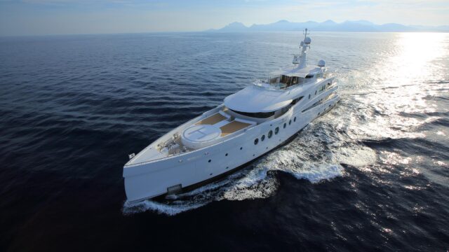 Stunning Luxury Superyacht Sailing on Deep Blue Open Sea 4K Wallpaper