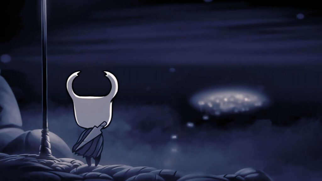 The Knight Looking Over City of Tears Hollow Knight Desktop Wallpaper