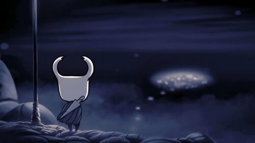 The Knight Looking Over City of Tears Hollow Knight Desktop Wallpaper
