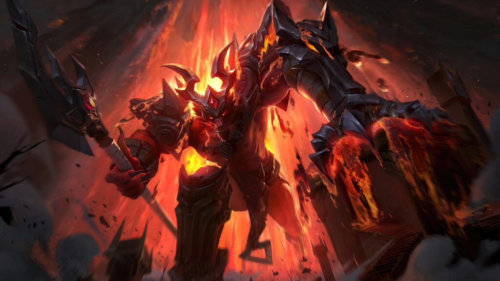 Darius God-King Fiery Warrior Fantasy Battle Desktop Wallpaper