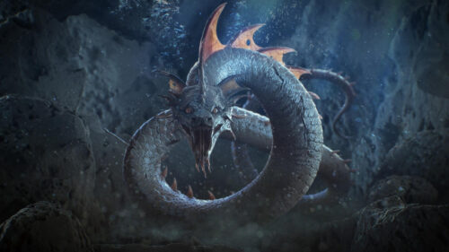 Ferocious Sea Serpent Lurking in Deep Ocean Depths 4K Desktop Wallpaper