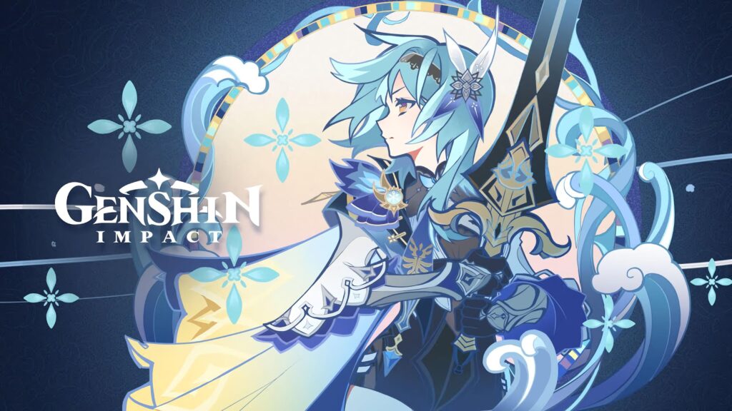 Eula Lawrence Genshin Impact Blue Aesthetic Art 4K Desktop Wallpaper