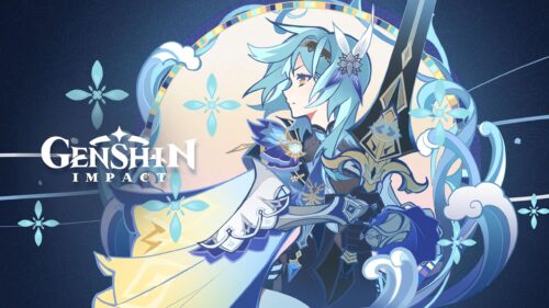 Eula Lawrence Genshin Impact Blue Aesthetic Art 4K Desktop Wallpaper