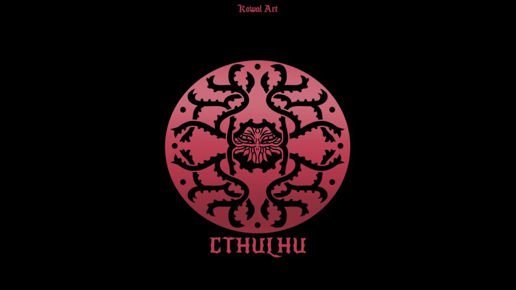 Minimalist Cthulhu Tentacle Emblem Dark Aesthetic 4K Desktop Wallpaper