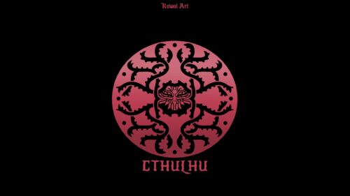 Minimalist Cthulhu Tentacle Emblem Dark Aesthetic 4K Desktop Wallpaper