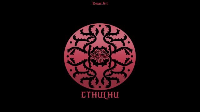 Minimalist Cthulhu Tentacle Emblem Dark Aesthetic 4K Desktop Wallpaper