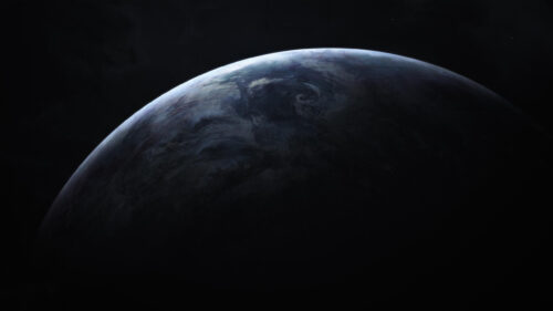 Minimalist Dark Earth Planet View from Deep Space 4K Desktop Wallpaper