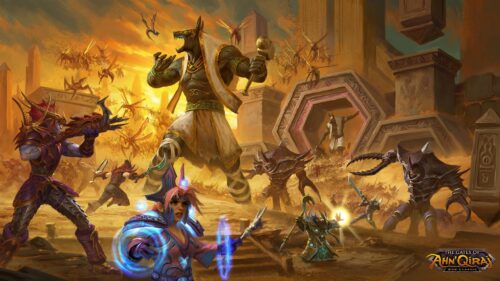 World of Warcraft The Gates of Ahn Qiraj Battle Art Desktop Wallpaper