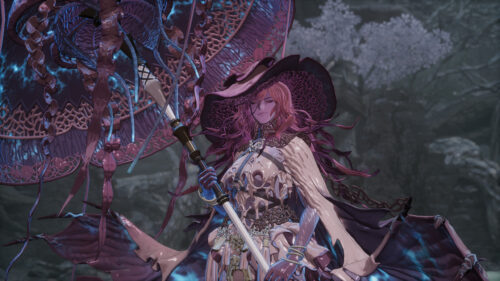 Stunning Anime Sorceress with Bioluminescent Umbrella 4K Wallpaper