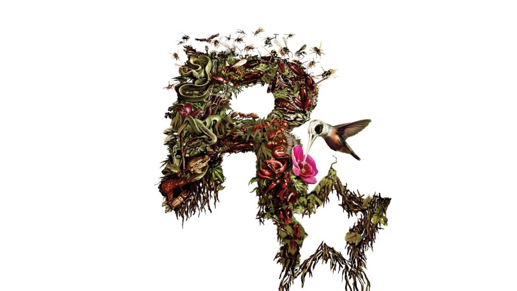 Rockstar Games Logo Nature Edition Wildlife and Insect Collage Desktop Wallpaper