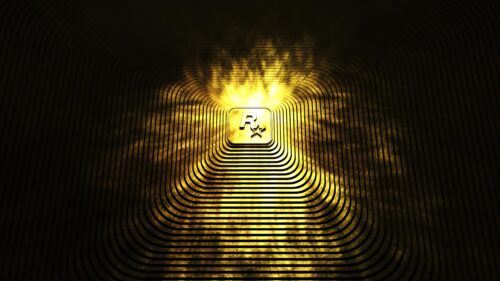 Rockstar Games Gold Logo Abstract Minimalist 4K PC Wallpaper
