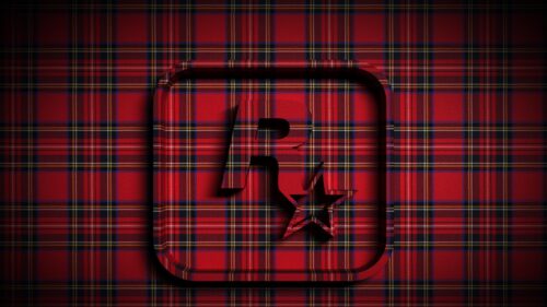 Rockstar Games Red Tartan Pattern Logo 4K Desktop Wallpaper
