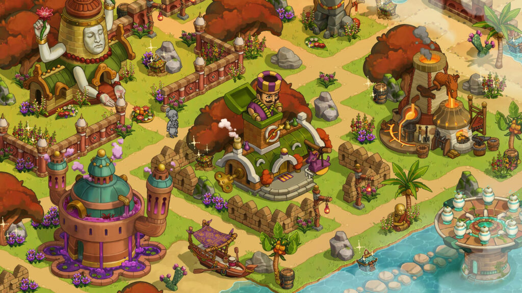 Enchanted Fantasy Village Game Scene with Magical Architecture 4K Wallpaper