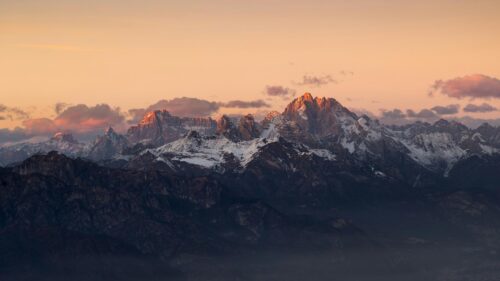 Stunning Dolomites Mountain Range at Sunset 4K Desktop Wallpaper