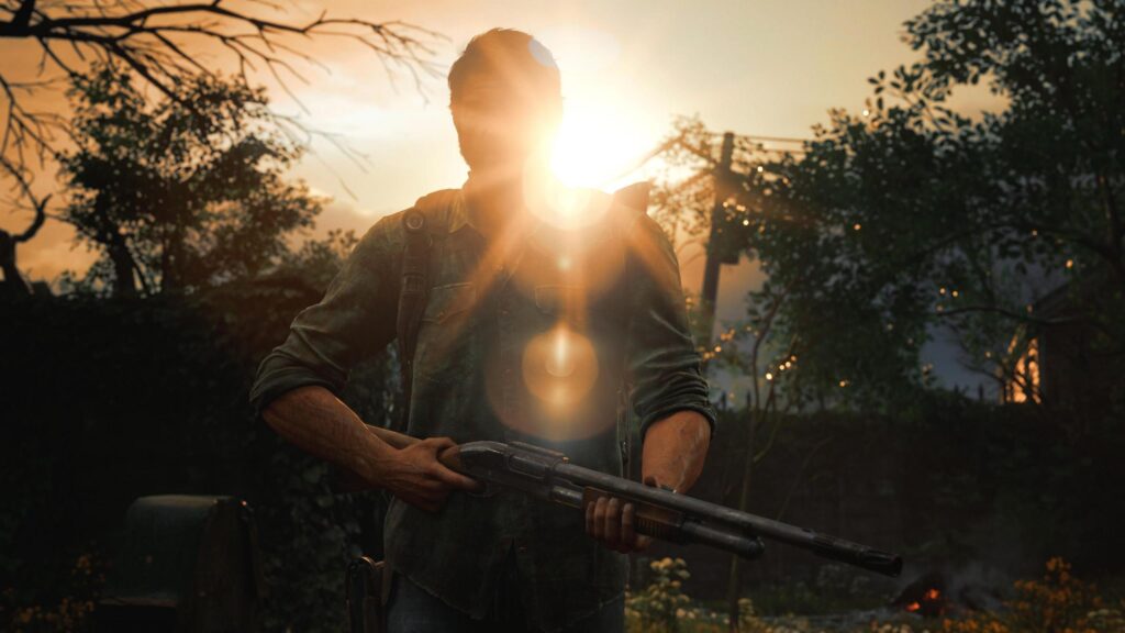 Joel Miller from The Last of Us Standing in Sunset Light PC Wallpaper