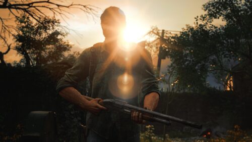 Joel Miller from The Last of Us Standing in Sunset Light PC Wallpaper