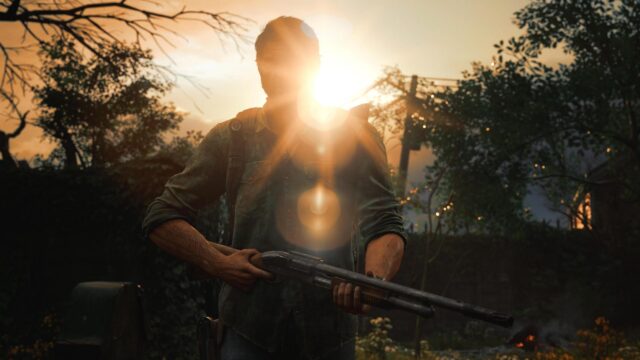 Joel Miller from The Last of Us Standing in Sunset Light PC Wallpaper
