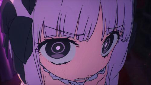 Anime Girl Intense Close Up Purple Aesthetic Desktop Wallpaper