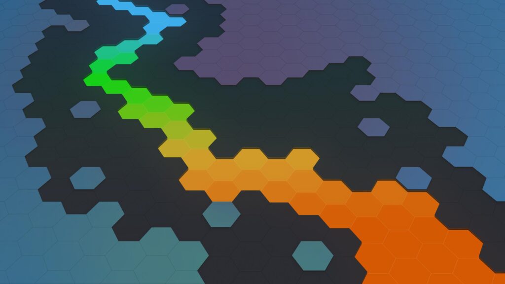 Abstract Colorful Hexagonal Path Minimalist 4K Desktop Wallpaper