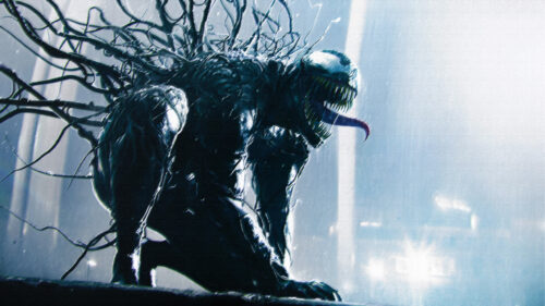 Venom Symbiote Crouching in Shadows 4K Desktop Wallpaper