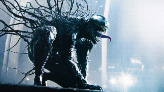 Venom Symbiote Crouching in Shadows 4K Desktop Wallpaper