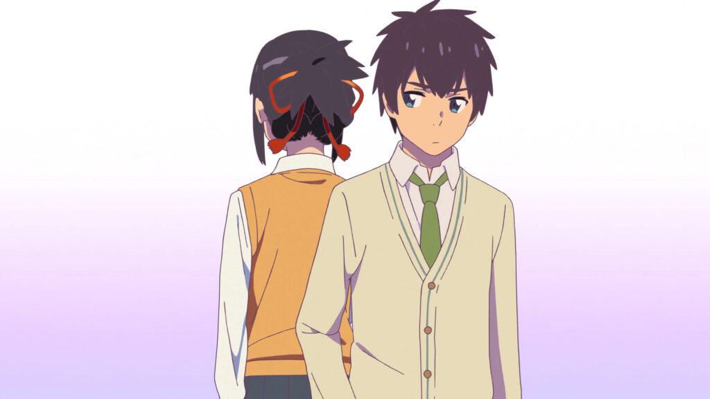 Mitsuha Miyamizu and Taki Tachibana Anime Characters from Your Name 4K Wallpaper