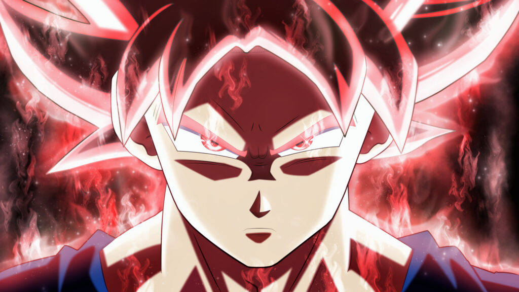 Goku Super Saiyan God Intense Red Aura Anime 4K Wallpaper