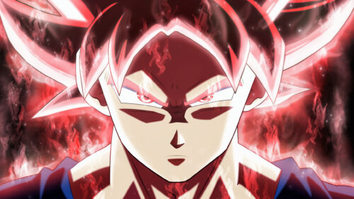 Goku Super Saiyan God Intense Red Aura Anime 4K Wallpaper