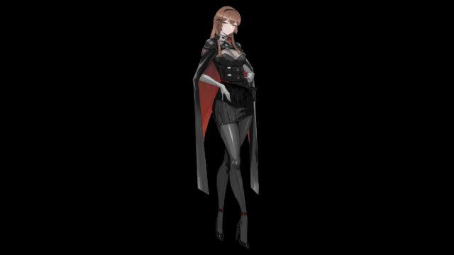 Anime Girl in Stylish Tactical Black Uniform 4K Desktop Wallpaper