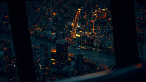 Stunning Tokyo Night Cityscape Overlooking Sumida River 4K Desktop Wallpaper