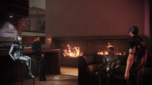 Mass Effect Crew Gathering in Apartment Lounge 4K PC Wallpaper