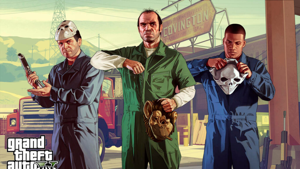 Grand Theft Auto V Michael Trevor and Franklin Heist Crew 4K Wallpaper