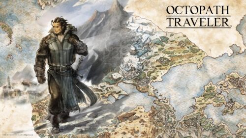 Olberic Eisenberg and World Map Octopath Traveler Desktop Wallpaper