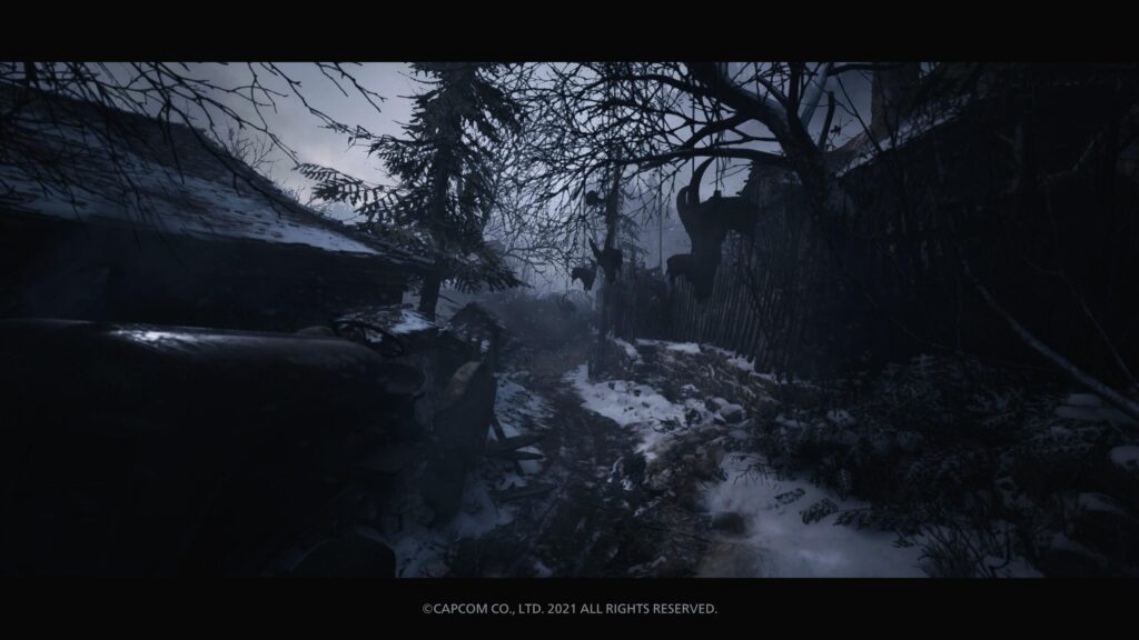 Resident Evil Village Snowy Haunted Village Street Scene 4K Desktop Wallpaper