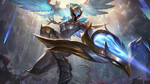 Quinn League of Legends Warden Skin Battle Scene 4K Desktop Wallpaper