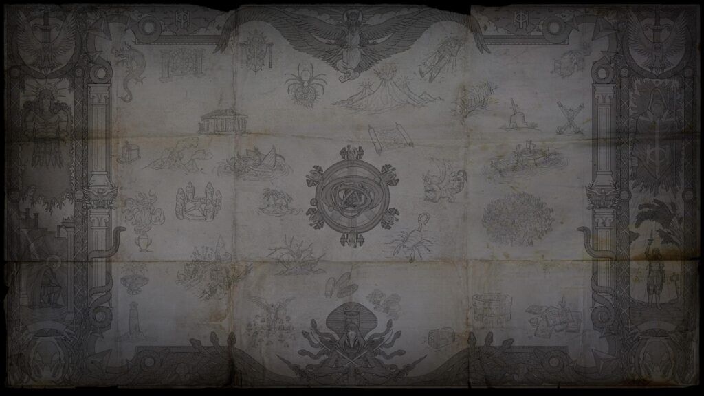 Intricate Fantasy World Map Ancient Parchment Design 4K Desktop Wallpaper