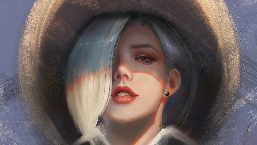 Stunning Digital Art Portrait of a Mysterious Woman with Silver Hair 4K Wallpaper
