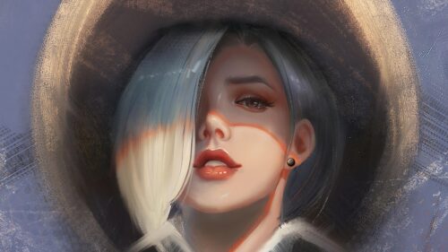 Stunning Digital Art Portrait of a Mysterious Woman with Silver Hair 4K Wallpaper