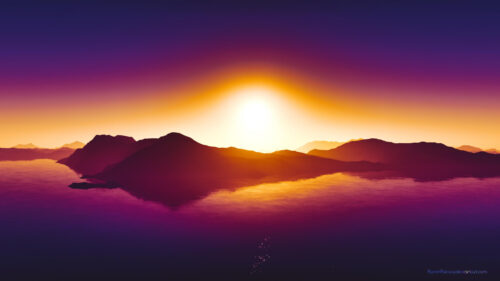 Breathtaking Sunset Over Calm Mountain Lake 4K Desktop Wallpaper