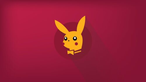 Minimalist Pikachu Playboy Bunny Logo Design Desktop Wallpaper