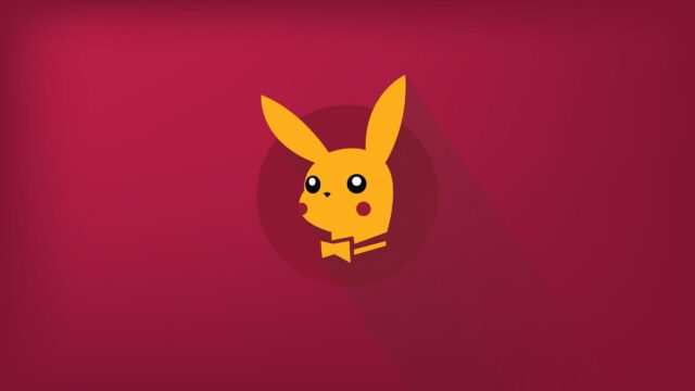 Minimalist Pikachu Playboy Bunny Logo Design Desktop Wallpaper